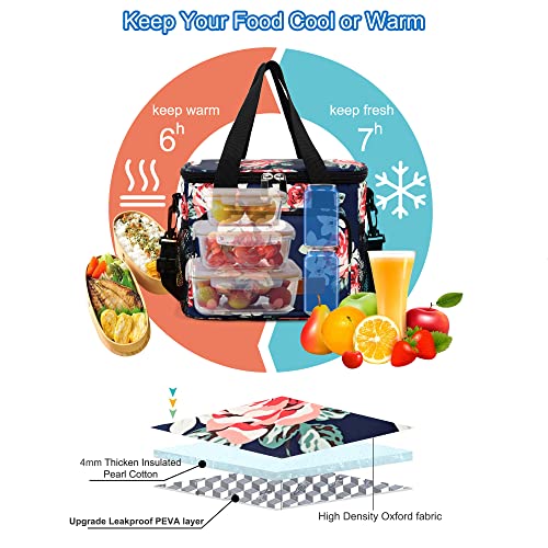 Femuar Lunch Bags for Women/Men, Insulated Lunch Bag for Work Office Picnic - Large Lunch Cooler Bag Leakproof Lunch Box with Adjustable Shoulder Strap for Adults - Floral - color: 6-Floral, size: Medium Size