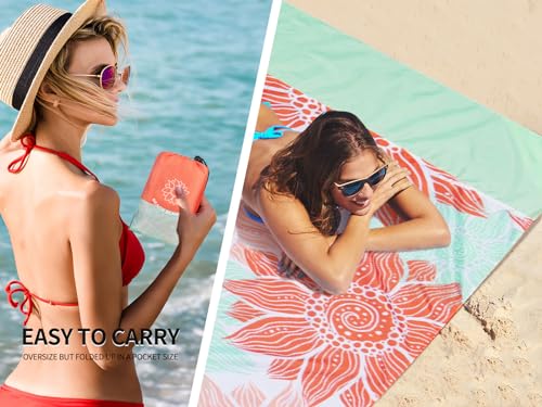 HIHOHO Beach Blanket Waterproof Sandproof Extra Large Beach Mat 79" X 83"/120"x108"for 1-8 Adults Quick Drying Durable Outdoor Picnic Mat for Beach Travel Camping Hiking - color: Pink Flower, size: 79" X 83"（1~3 person）