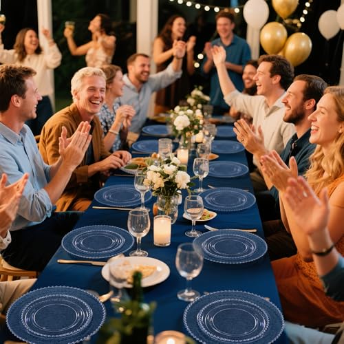 U-QE 60PCS Clear Plastic Plates - Fancy Beaded Plates Disposable Heavy Duty - Premium Hard Plastic Plate for Party, Wedding & Birthday Including 30 Dinner10 & 30 Dessert Plate 7" - color: Clear