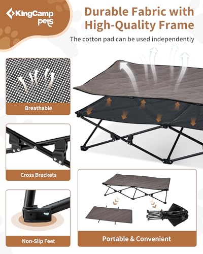 KingCamp Elevated Dog Bed for XL Dogs, Outdoor Raised Cooling Pet Cot Bed with Washable Breathable Mesh & No-Slip Feet Perfect for Camping, Backyard, Indoor Use (XL, Black) - size: X-large
