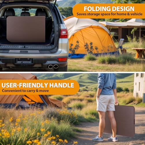 JupiterForce 6ft Plastic Folding Table, Indoor Outdoor Portable Heavy Duty Foldable Camping Table, Fold-in-Half Utility Table Dining Picnic Table for Party Wedding Event, Brown - color: Brown, size: 6FT
