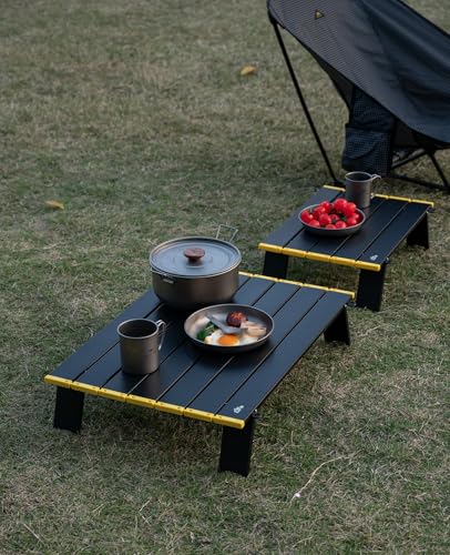 iClimb Ultralight Compact Mini Beach Picnic Folding Alu. Table with Carry Bag, Two Size (Black - S) - color: Black, size: Small