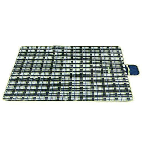 Foldable Picnic Blankets Large Thick Waterproof Sandproof Beach Blanket Sandproof Outdoor Mats for Camping Hiking Grass Travelling Park Outing 57 x 78.74 inch Blue Plaid - size: 4'9" x 6'7" (Oblong)