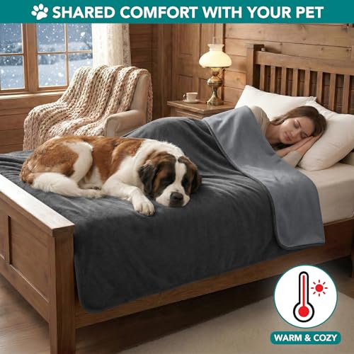 PetAmi Waterproof Pet Blanket Dog Bed Couch Cover for Furniture, Reversible Washable Soft Fleece - color: Gray/Light Gray, size: Large (40x60)