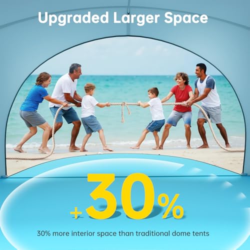 Raynesys Beach Tent Sun Shelter, Beach Shade Tent with UPF50+ UV Protection, Sun Shelter for 1-6 Person, Beaches Shade with 2 Zippered Doors, Portable Tents for Camping Fishing, Light Blue - color: Light Blue, size: For 6 Person