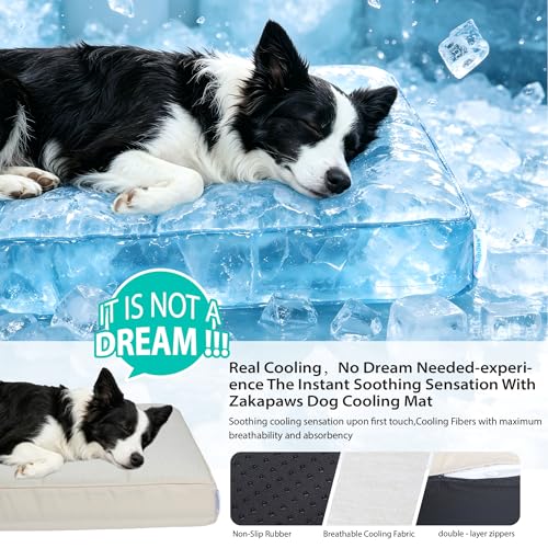 Cooling Dog Bed for 2XL Large Dogs - Orthopedic Pet Beds with Memory Foam, QMAX>0.5, Waterproof Removable Washable Cover for Hot Weather, Dark Beige, 47" L x 29" W x 3" H - color: Dark Beige, size: 47"L x 29"W x 3"H