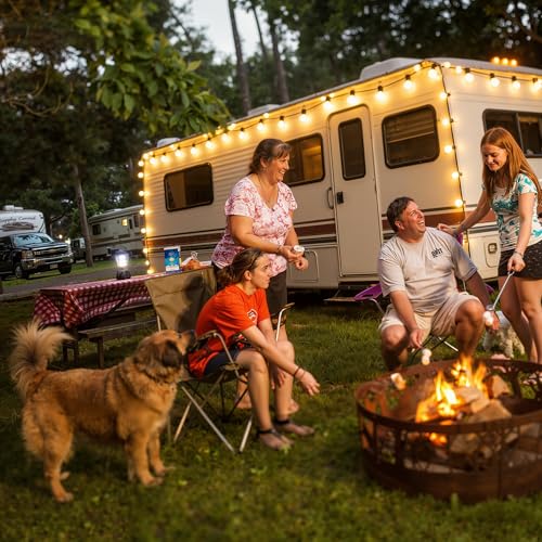 Outdoor String Lights with Remote Dimmer, 50 + 3 Spare G40 LED Bulbs Plug in Connectable Patio Lights, Waterproof Hanging Lights for Backyard Camping Balcony Yard Deck Party(100FT) - style: 100FT-G40(Remote+Dimmer)