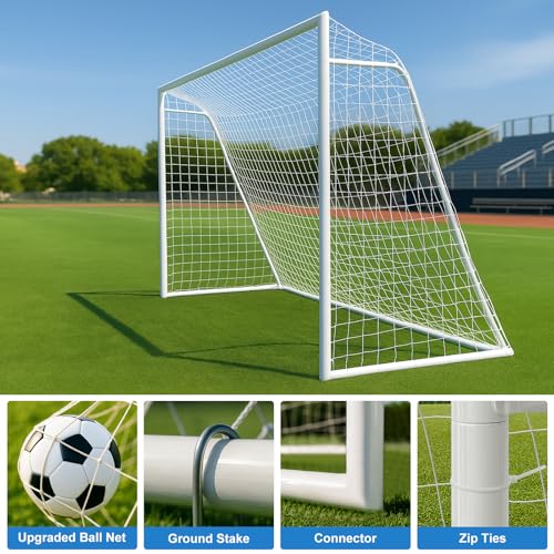 MOPHOTO Soccer Goal, 6X4/8x6/10x6.5/12x6/16x7/18.5x6.5/21x7/24x8ft Soccer Goals for Backyard, Full Size Soccer Goal for Teens & Adults Training - size: 16x7FT, style: Alloy Steel