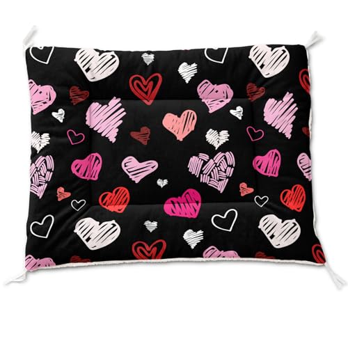 Nttopship Dog Cat Bed Mat Ultra Soft Fluffy Pet Bed Washable Fashion Dog Crate Beds Comfy Comfy Pet Sleeping Pad Suitable for Pet Raised Bed(30"x26",Heart) - color: Heart, size: Medium