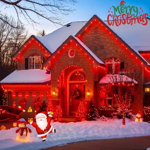 Upgraded 75.8 FT 200 LED Red Christmas Lights Outdoor Indoor, Memory Function & Timer & 8 Modes, Extendable Green Wire Waterproof String Light for Christmas Tree Party Wedding Home Garden Decorations - color: Red, size: 200LED
