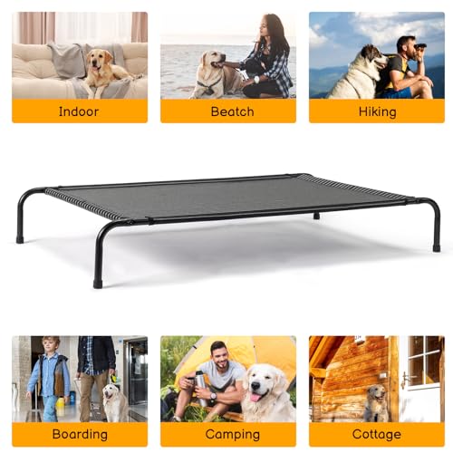 Cooling Elevated Dog Bed for Indoor and Outdoor,50" D x 31" W x 8" H (Black) - color: Black