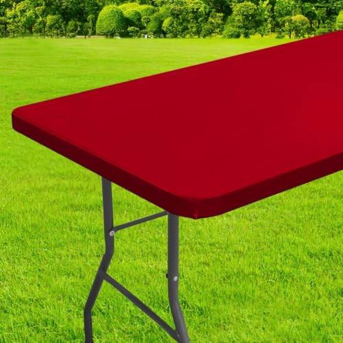 homing Rectangle Table Cloth Cover, Waterproof Polyester Elastic Fitted Tablecloth, Washable Table Protector for Picnic, Camping, Outdoor (Red, 24" x 36") - color: Red, size: 36" x 24" (Rectangular)
