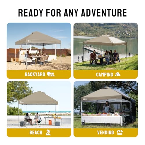 CROWN SHADES 12x12 Pop Up Canopy Outside Canopy, Patented One Push Tent Canopy with Wheeled Carry Bag, Bonus 8 Stakes and 4 Ropes, Beige - color: Beige, size: 12x12