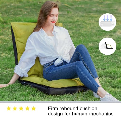 XK Foldable Camping Floor Lounge Padded Chair Couch for Outdoor Travel - color: Light Green