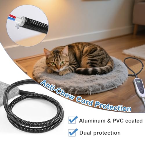 GOLOPET Cat Heating Pad 17 x 13 in with Smart Thermostat Switch and Power Line Protection Tube,Obtained MET and UL Dual Certification,Waterproof Pet Heating Pad for Cats, with Long Velvet Cloth Cover - size: 17.0"l X 13.0"w