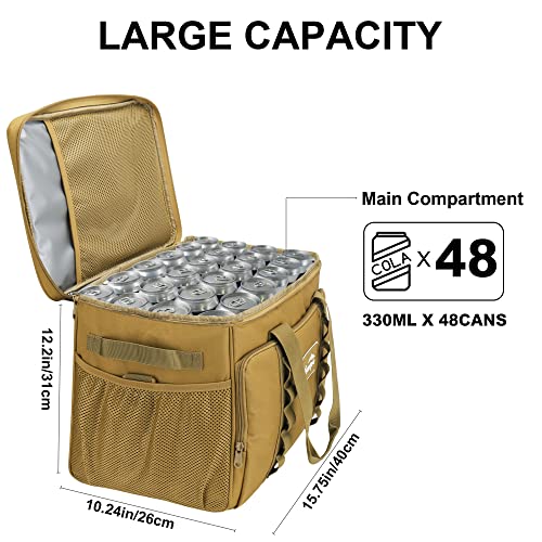 Cooler Bag 48-Can Insulated Leakproof Soft Cooler Large Collapsible Portable Travel Cooler Bags 32L for Picnic, Waterproof Soft Ice Chest for Camping, Beach, Fishing, Outdoor - 32 Quart - color: Brown