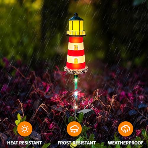 Solar Garden Lights Outdoor Decorations, 4 Packs Lighthouse Waterproof, Lights walkways Garden Decor for Outside Landscape Light, for Yard, Patio, Pathway Decor, Gifts - color: Lighthouse 4