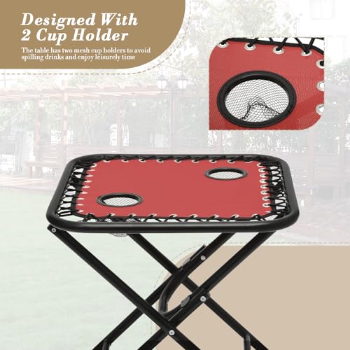 Athena Collection Zero Gravity Outdoor Lounge Chair Set of 2 with Side Table, 25" Width Pool Lounge Lawn Chairs Reclining with Cup Holder, Outdoor Chaise for Beach Patio Backyard Outside, Dark Red - color: Dark Red, style: 25" Width