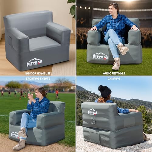 Pittman - Inflatable Furniture Set with Built in Pump for Outdoors & Indoors - Blow Up Couch Set has Heavy Duty Puncture Resistant Fabric for Inflatable Sectional Comfort & Durability if Camping - size: Complete Set