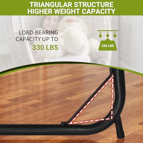 Hammock Stand Only- Heavy Duty, Black, 330 lbs Max Weight, Indoor/Outdoor, Easy Assembly, 1 Person, Metal