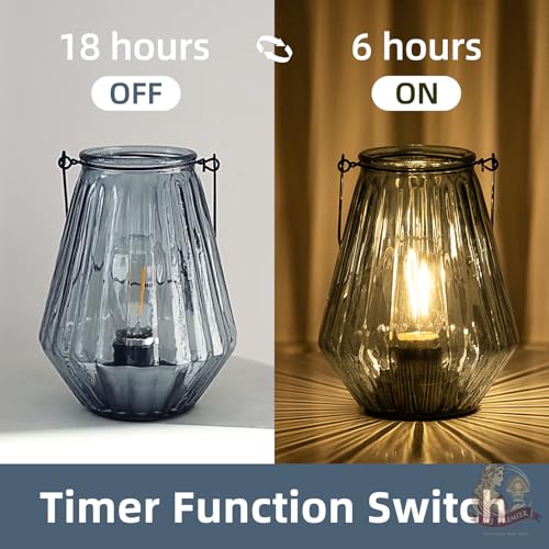 Battery Operated Lamp Hanging,Cordless LED Table Lamp with Timer, Decorative Lantern Lights Outdoor Indoor Decor for Patio/Home/Hallway/Deck/Spareroom/Bedroom/Tabletop/Fireplace/Vintage Style (Blue) - color: Blue