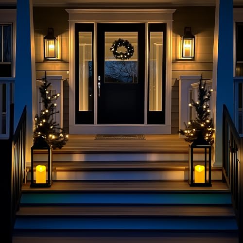 Homemory 4"x6" Outdoor Waterproof Flameless Candles with Timers and Remote Control, Battery Operated Candles, LED Plastic Candles, Dark Ivory, Set of 2 - color: Dark Ivory, size: 4"x6"