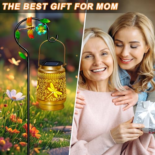 2 Packs Dragonfly Solar Lanterns Outdoor Waterproof with Shepherd Hook,Hanging Solar Lights Garden Decor,Christmas Decorations Dragonfly Gift for Women Grandma,Metal Decorative Lanterns for Yard,Patio - style: 2 packs solar dragonfly lanterns