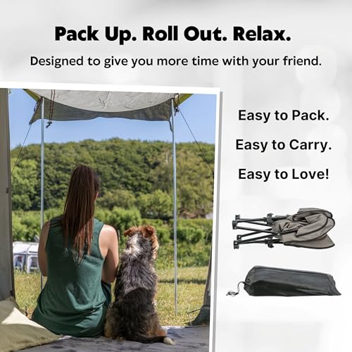 TRIXIE Camping Cot for Medium Dogs, Elevated Pet Travel Bed 34.6" x 34.6", Support Breeds up to 80 lbs, Portable Steel Frame Lounger with Cushioned Removable Topper, Foldable Design - size: Medium