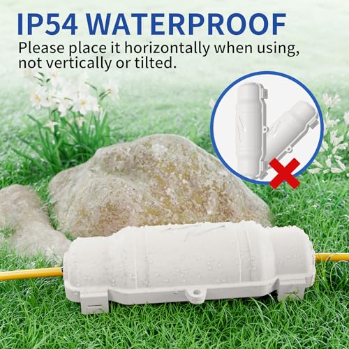 3 Pack Outdoor Extension Cord Safety Cover with Waterproof Seal IP54 Water-Resistant, Weatherproof Electrical Connection Box with 2 Latches, Plug, Socket, Holiday Decoration Light, White - color: White, size: 3 Pack