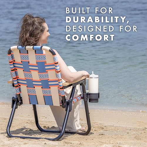 GoSports WOVN Beach Backpack Chair - 9 Styles Available - Premium Folding Camping Chair - color: Baja