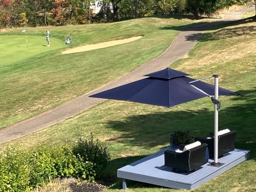 PURPLE LEAF 9' X 11' Patio Umbrella Outdoor Rectangle Umbrella Large Cantilever Umbrella Windproof Offset Heavy Duty Sun for Garden Deck Pool Patio, Navy Blue - color: Navy Blue, size: 9' X 11'