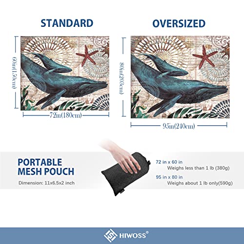 Beach Blanket Waterproof Sandproof Oversized 95”x 80”,Sand Free Beach Mat with Corner Pockets,Portable Mesh Bag for Beach Festival,Picnic,Travel and Outdoor Camping (Dolphin) - color: Dolphin