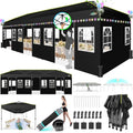 COBIZI 10x30 Pop Up Canopy with Sidewalls, One Push Easy Up Canopy UPF 50+ Waterproof Gazebo Party Tents for Parties, Backyard, Commercial Event, Black - color: Black(1-year warranty), size: 10x30
