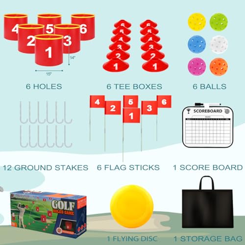 FINCOME Golf Yard Bucket Games 6 Holes Golf Practice Game with Flag, Golf Chipping Game for Kids and Adults Outdoor Indoor Park, Beach, Backyard, Lawn - size: 6 SET