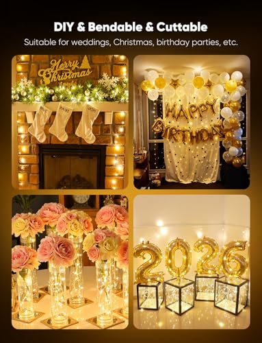 Minetom 12 Pack Fairy Lights Battery Operated String Lights 8 Modes, 7ft 20LED Warm White Waterproof Silver Wire Twinkle Lights, Firefly Starry Moon Lights for Mason Jars DIY Christmas Wedding Party - color: Warm White, size: 12 Pack