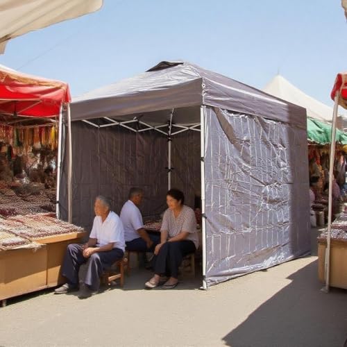 8x8ft Pop Up Canopy Tent with Removable Sidewall, Instant Shade Canopy with Vented Roof for Patio Outdoor Camping with Wheel-Bag, 4 Sand Bags, 8 Stakes, Grey - color: Gray