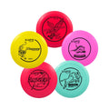 X-UFO Disc Golf Set - Disc Golf Pro Starter Set 5 Pack with Putter,Driver,Mid-Range,Mini Discs,157-175g for Training & Outdoor Sports (TPE-5YPRRB) - color: Red, Pink, Yellow, Blue
