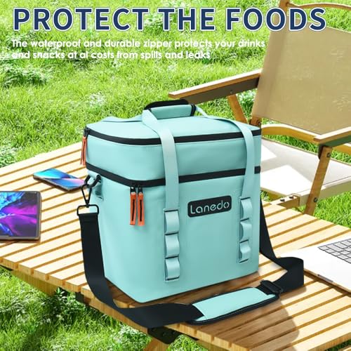 Lisa Lunch Soft Cooler 20/36 Can, Insulated Bag Portable Ice Chest Box for Lunch, Beach, Drink, Beverage, Travel, Camping, Picnic, Car, Trips, Cooler Leak-Proof - color: 20 Can light green