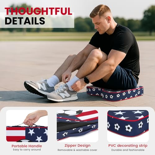 Stadium Seat Cushions 2 Pack - Portable Bleacher Cushions with 2.5-Inch Extra Thick High-Density Foam and Soccer Pattern - color: 2pack Soccer