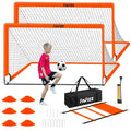 Soccer Goal, Soccer Goals for Backyard, 6x4ft Portable Pop Up Soccer Net Set, Soccer Training Equipment with Soccer Ball, Ladder and Cones - color: Orange2
