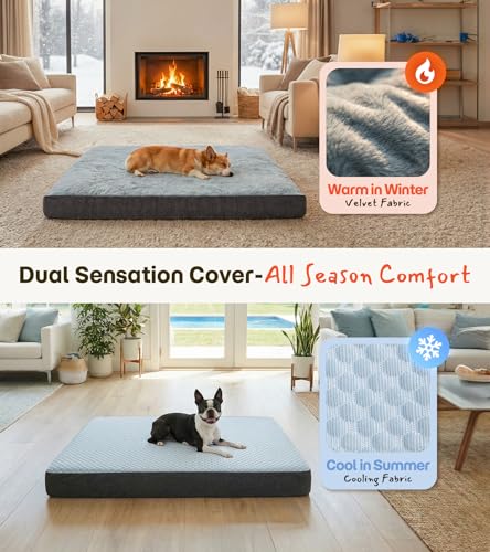 Dog Bed for Crate, Extra Large Cooling Mat for Dogs, Waterproof Dog Bed with Dual Surface Removable Washable Covers, 36 x 27 Inch Pet Bed with Egg Crate Foam - size: 36"L x 27"W x 3"Th