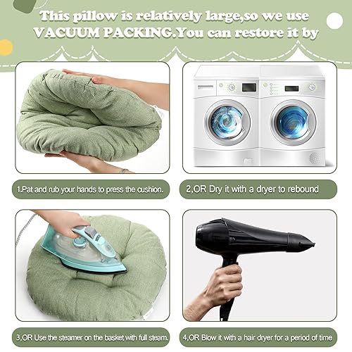 Fumete 8 Pcs 16 Inch Round Floor Cushions for Kids and Toddlers, Flexible Seating Classroom Furniture Floor Pillow for Home, Daycare, Preschool, Yoga and Meditation (Green) - color: Green