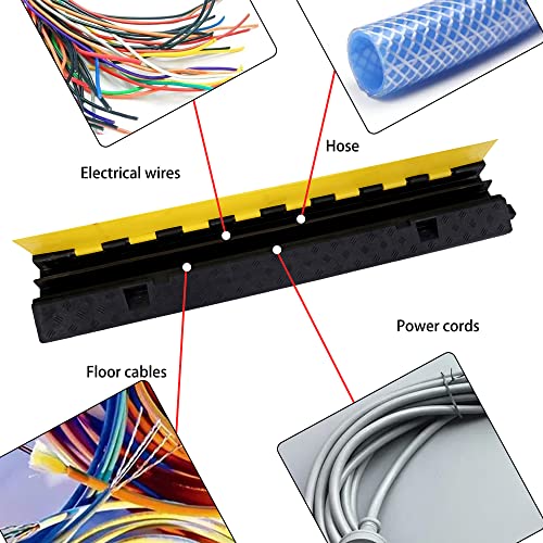 Rubber Cable Ramp Cord Cover Cable Protector Ramps Wire Hose Protective 22000Lbs Load Capacity Traffic 2 Channel Speed Bump for Asphalt Concrete Gravel Driveway Indoor Outdoor, 3 Packs - color: 2 Channel - 3 Pack