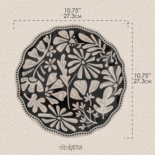 Karma, 8.75 inches Melamine Salad Plates Set of 4, Reusable Dishwasher Safe Plates for Outdoor and Indoor, Dusk Floral - color: Dusk Floral