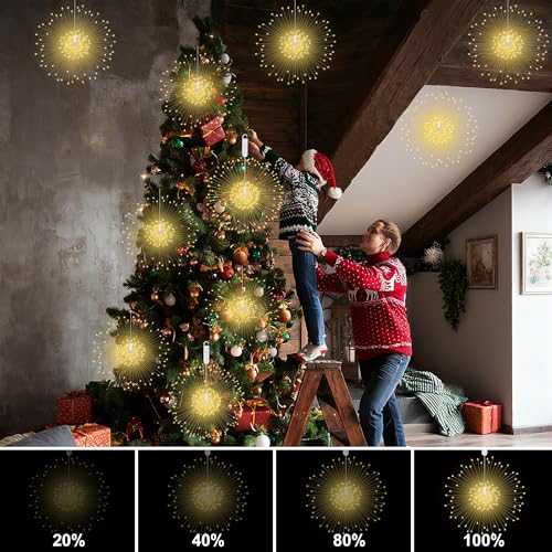 Outdoor Lights Firework 120 LED Waterproof 8 Modes with Remote Wedding Decorative Hanging Lights for Party Patio Garden Warm White 2 Pack - size: 2Pack