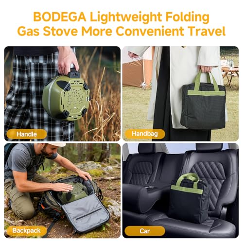 BODEGA 2 Burner Camping Stove, 20000 BTU Folding Propane Camp Stove with Adjustable Burners,Portable Dual Gas Stoves with Carry Handle&Bag for Camping,BBQ,RV,Home,Camping Essentials Gear - size: No Frying Pan
