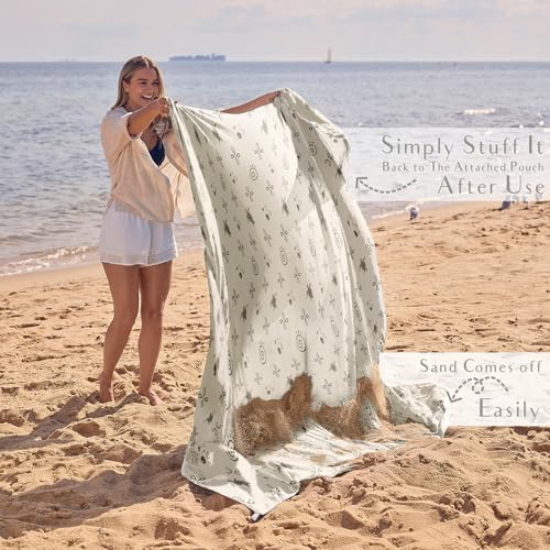 WEKAPO Beach Blanket Waterproof Sandproof Oversized Extra Large Sand Free Beach Mat with Stakes, Storage Bag - Essentials for Outdoor Beach, Picnic (Light Small Sea Turtle, 11 X 9 FT (1~10 Person)) - color: Light Small Sea Turtle, size: 11 X 9 FT (1~10 Pe