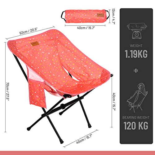 G2 GO2GETHER Protable Lightweight Chair for Youth, Compact Folding Size 15.7“×4.7", Only Weights 2.6lbs, 600D Oxford Fabric, Durable Aluminum Alloy Frame, Easy to Storage & Carry(Pink)