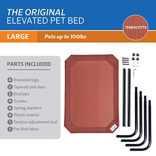 Coolaroo Original Elevated Dog Bed - Breathable Off-The-Ground Pet Bed with Cooling Fabric, Joint Relief & Moisture-Resistant Fabric, 100% Recyclable, Easy Clean, Terracotta, Large - color: Terracotta, style: Large Dog Bed