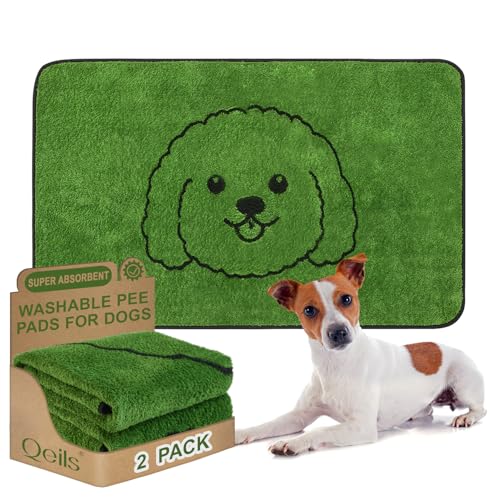 Qeils Reusable Puppy Pads, Washable Pee Pads for Dogs 2 Pack Durable Absorbent Leakproof Dog Training Pads for Home or Travel, Non-Slip Wee Wee Pads Potty Pads 48"x30" - size: 48"x30"(Pack of 2)